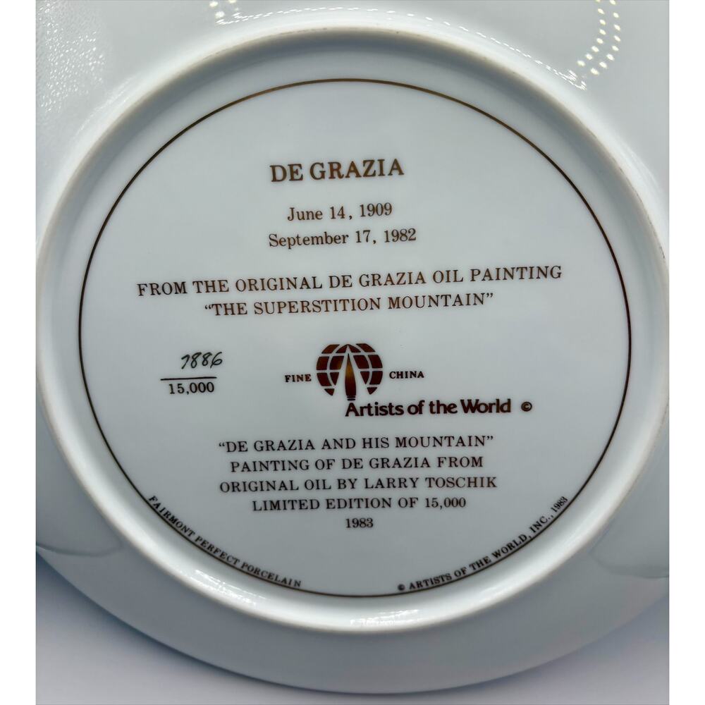 Vintage De Grazia The Superstition Mountain Decorative Plate #7886 of 10,000 - Picture 3 of 6